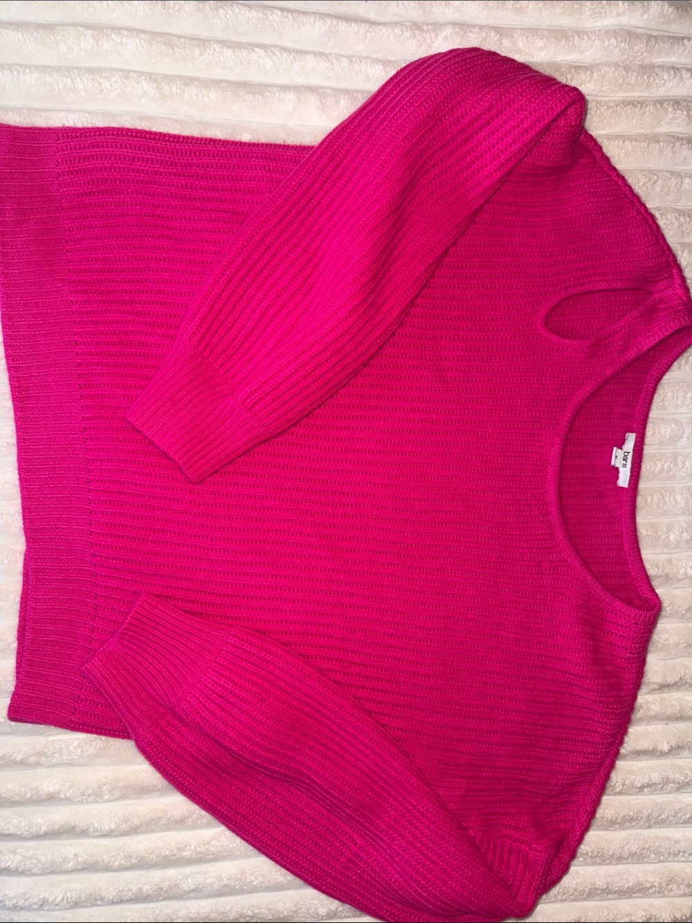 Bar III Vibrant Fuchsia Ribbed Crewneck Sweater